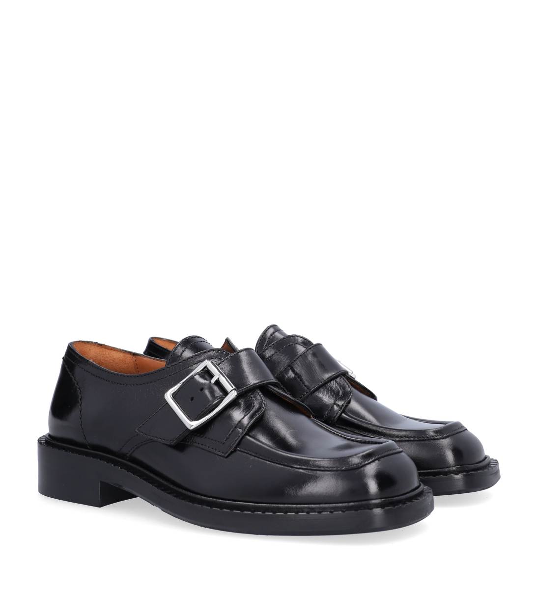 A9020 loafer med rem - Black calf 80